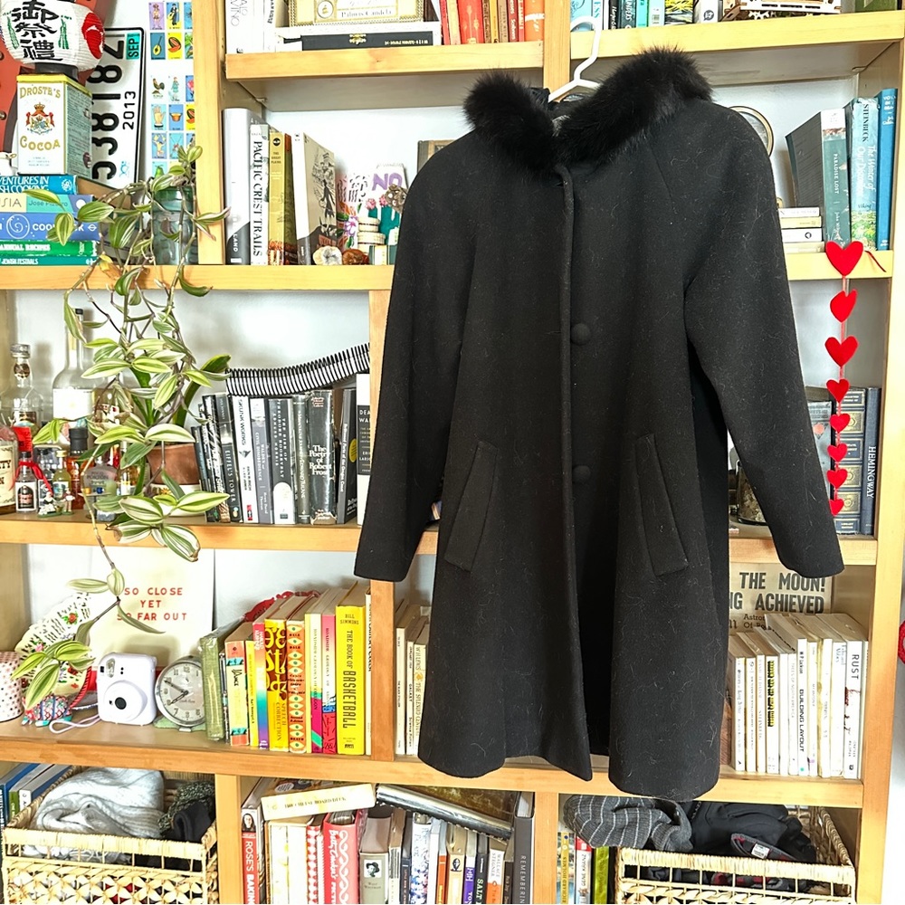 vintage wool + fox fur + velvet coat